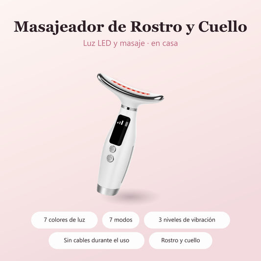 Masajeador LED de rostro y cuello Blumex: 7 colores de luz, 7 modos y 3 niveles de vibración