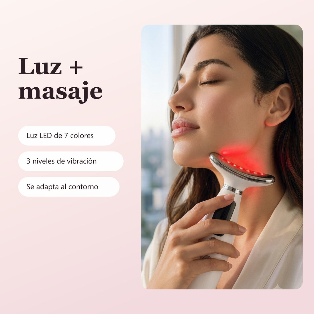 Luz LED de 7 colores y masaje por vibración adaptado al contorno
