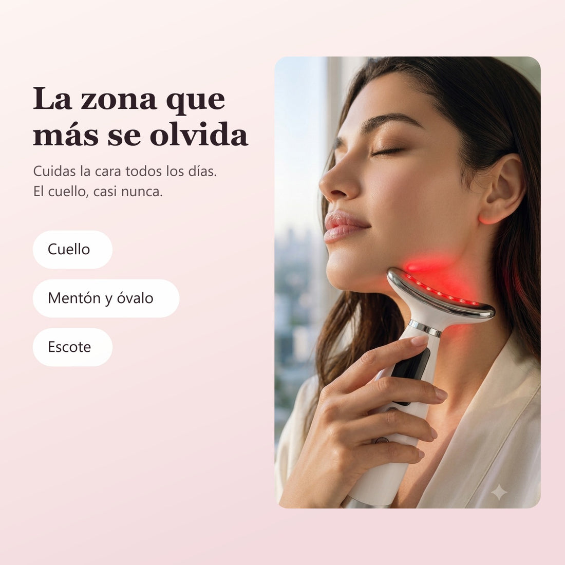 Zonas de uso: cuello, mentón y óvalo facial, y escote