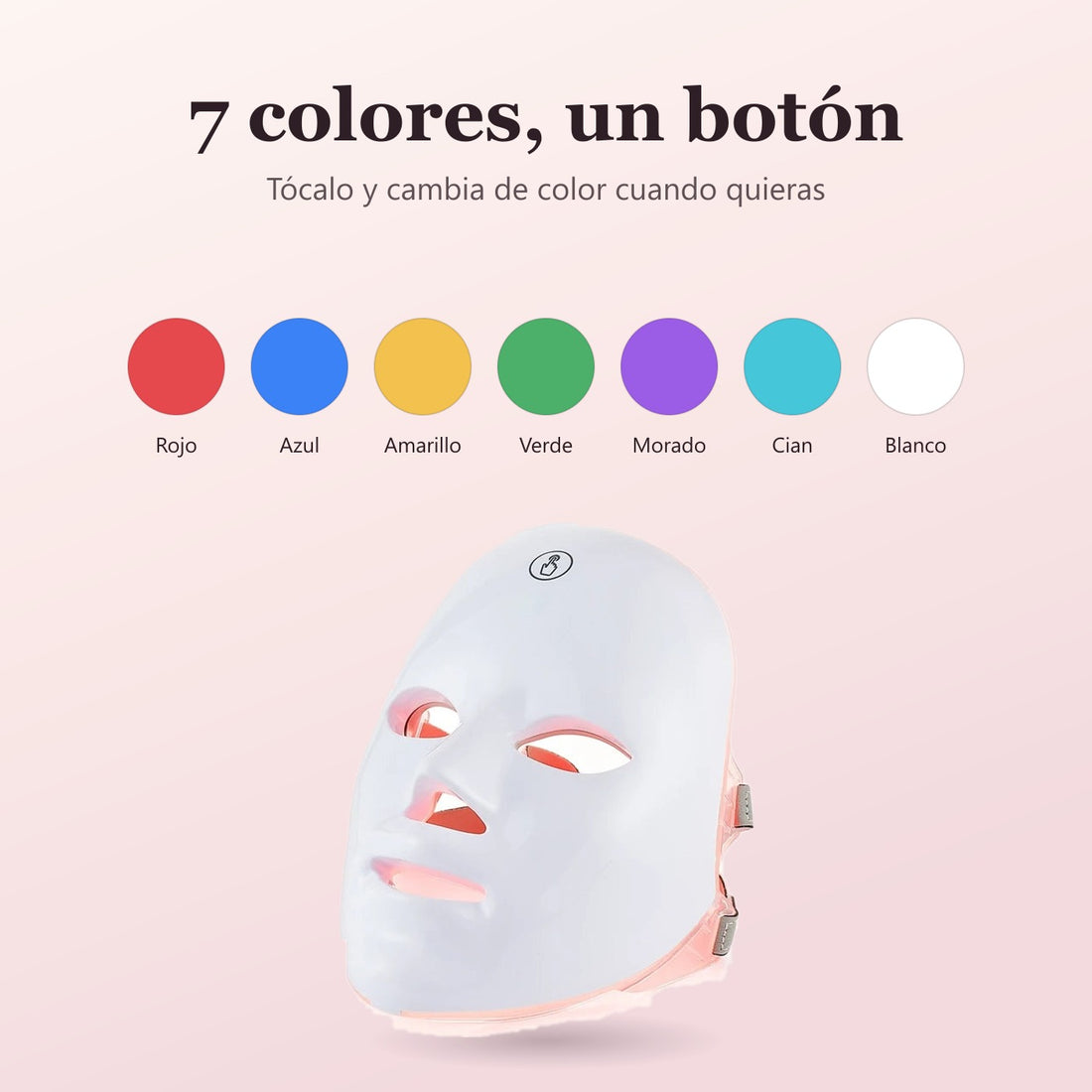 Los 7 colores de luz: rojo, azul, amarillo, verde, morado, cian y blanco