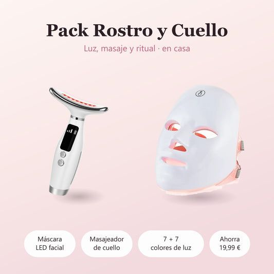 Pack Rostro y Cuello de Blumex: máscara LED facial y masajeador LED de cuello